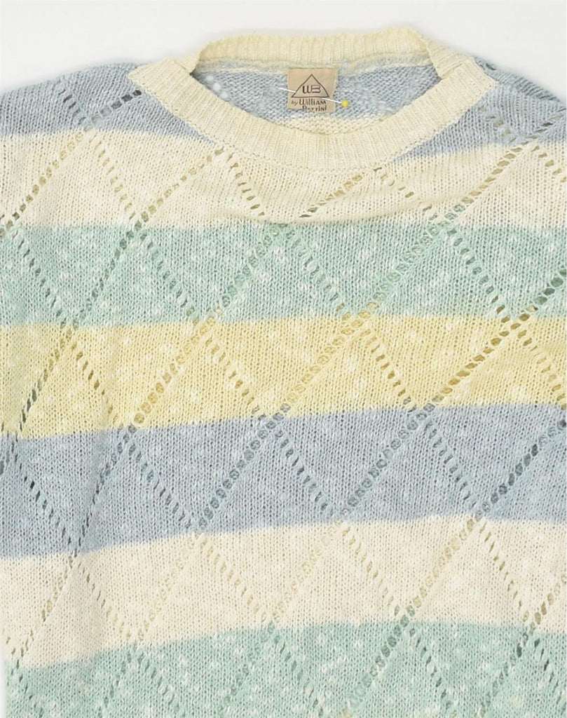 VINTAGE Womens Boat Neck Jumper Sweater UK 12 Medium Multicoloured Striped | Vintage Vintage | Thrift | Second-Hand Vintage | Used Clothing | Messina Hembry 