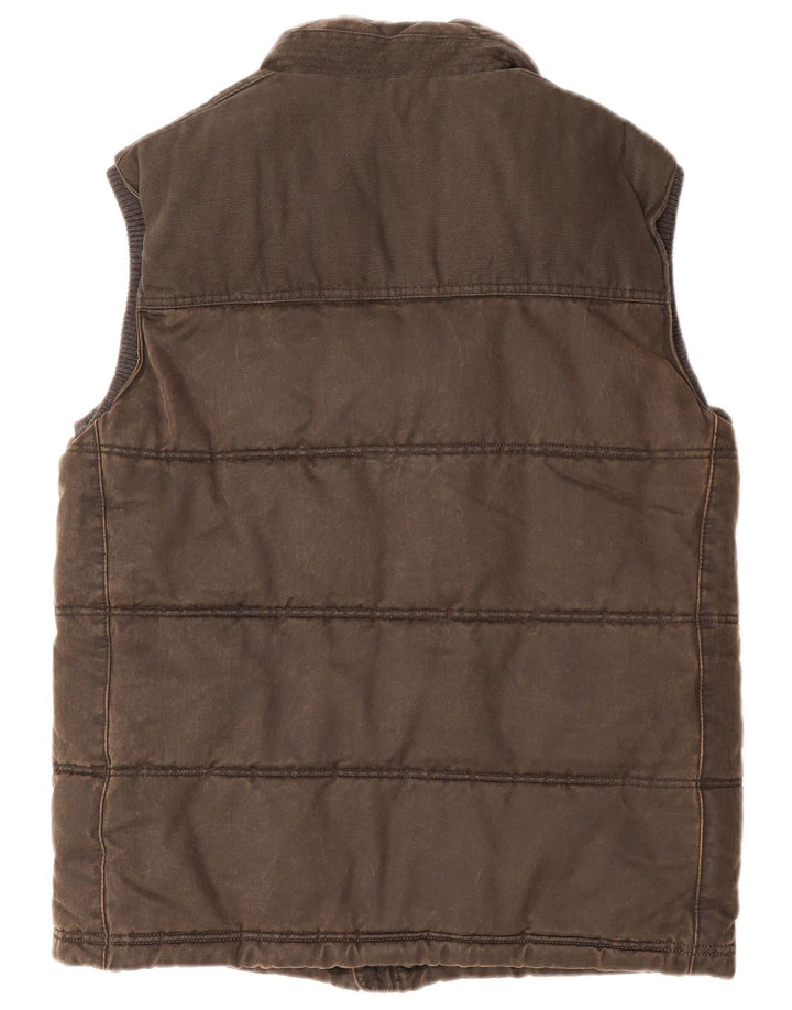FAT FACE Mens Padded Gilet UK 36 Small Brown Cotton