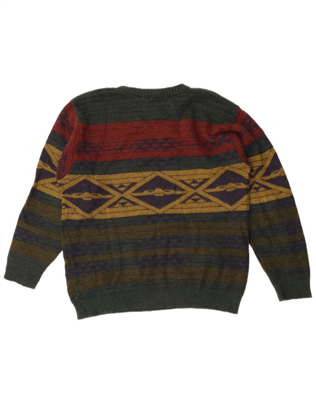 Alba Moda Mens Crew Neck Jumper Sweater Large Khaki Geometric