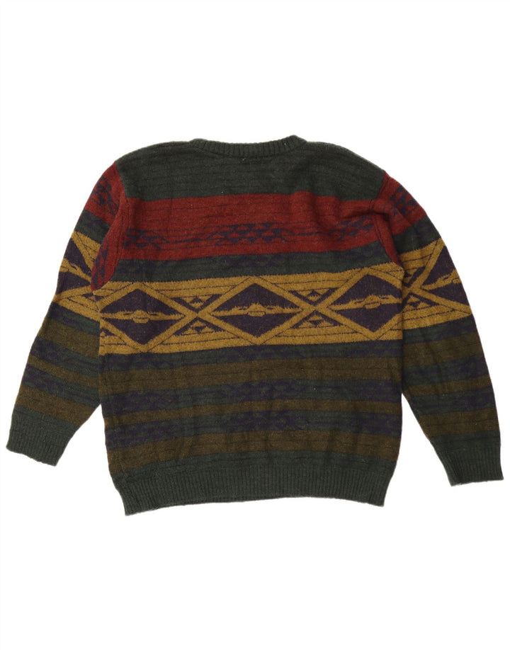 Alba Moda Mens Crew Neck Jumper Sweater Large Khaki Geometric