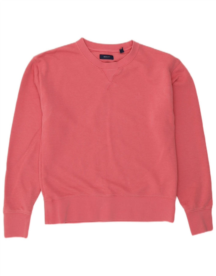 Gant Womens Oversized Sweatshirt Jumper UK 6 XS Pink Cotton