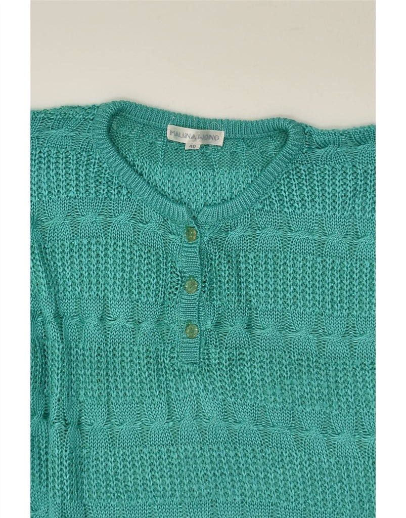 MALINA WONG Womens Crew Neck Jumper Sweater EU 40 Medium Turquoise | Vintage Malina Wong | Thrift | Second-Hand Malina Wong | Used Clothing | Messina Hembry 