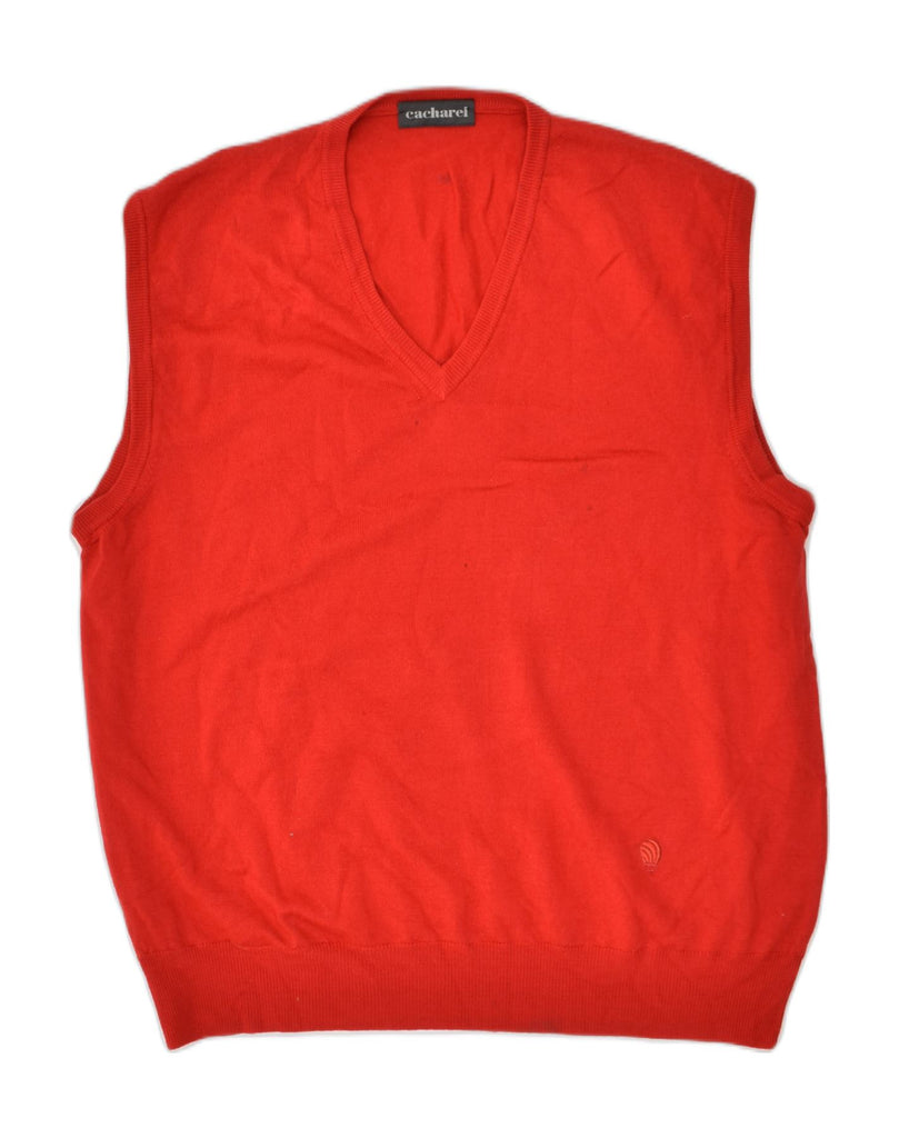 CACHAREL Mens Vest Tank Top Medium Red Wool | Vintage Cacharel | Thrift | Second-Hand Cacharel | Used Clothing | Messina Hembry 