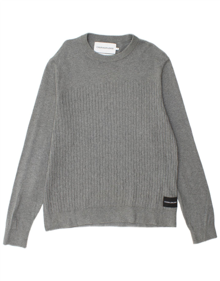 Calvin Klein Jeans Mens Crew Neck Jumper Sweater Small Grey Cotton