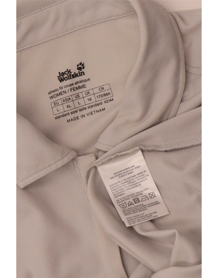 Jack Wolfskin Womens Polo Shirt UK 16 Large Grey Polyester