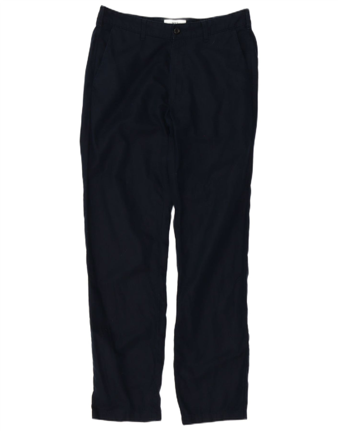 Marks & Spencer Mens Regular Fit Chino Trousers W32 L33 Navy Blue Linen