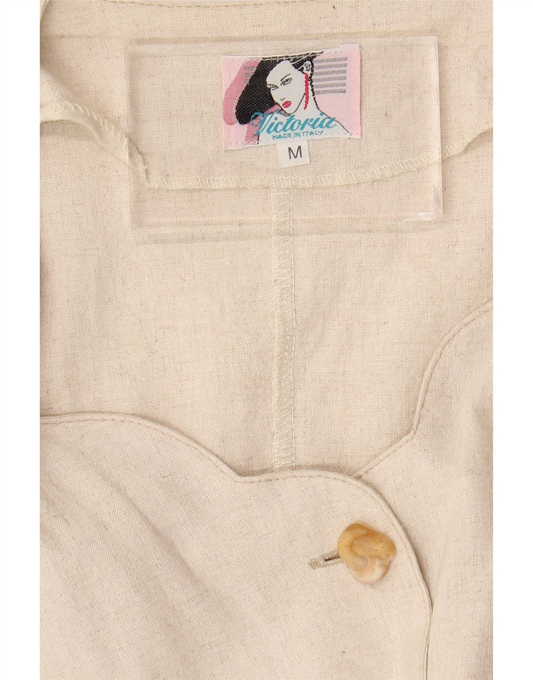 Vintage Womens Shirt Dress UK 14 Medium Beige