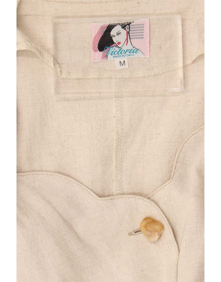 Vintage Womens Shirt Dress UK 14 Medium Beige