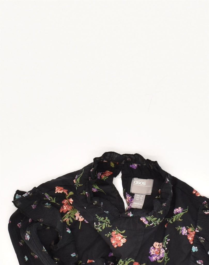 ASOS Womens Playsuit UK 8 Small Black Floral Viscose | Vintage Asos | Thrift | Second-Hand Asos | Used Clothing | Messina Hembry 