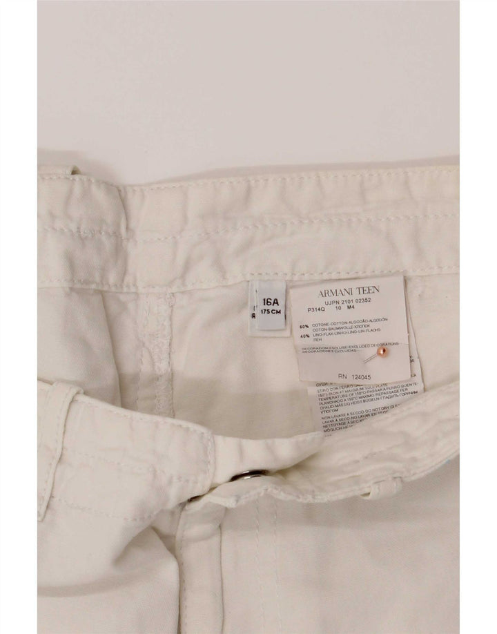 Armani Boys Chino Shorts 15-16 Years W32 White Cotton