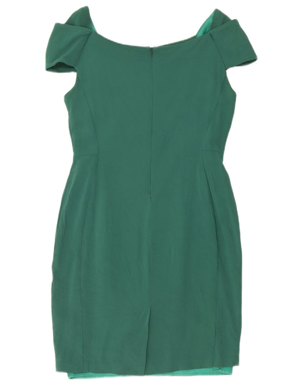 Reiss Womens Off Shoulder Sheath Dress UK 14 Large Green Viscose