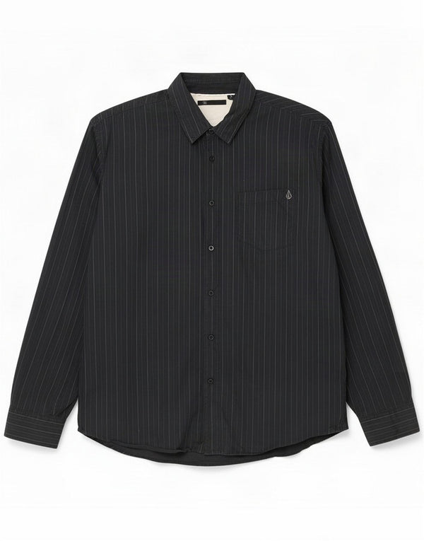 Volcom Mens Shirt XL Black Pinstripe Cotton