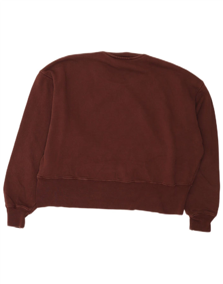 Zara Womens Oversized Sweatshirt Jumper UK 10 Small Burgundy Cotton