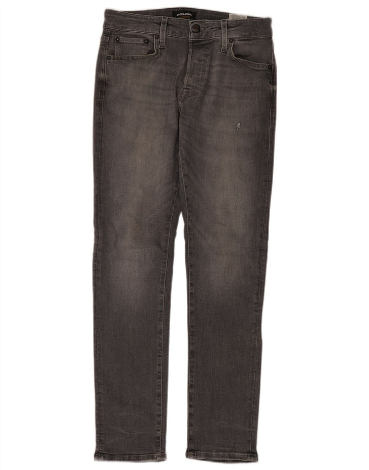JACK & JONES Mens Slim Jeans W28 L30 Grey Cotton