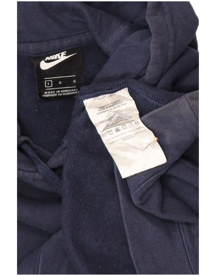 NIKE Mens Hoodie Jumper Large Navy Blue Cotton