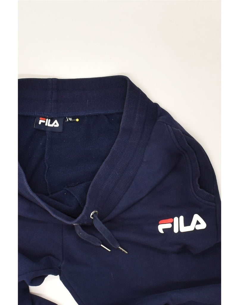 FILA Womens Tracksuit Trousers Joggers UK 14 Medium Navy Blue Cotton | Vintage Fila | Thrift | Second-Hand Fila | Used Clothing | Messina Hembry 