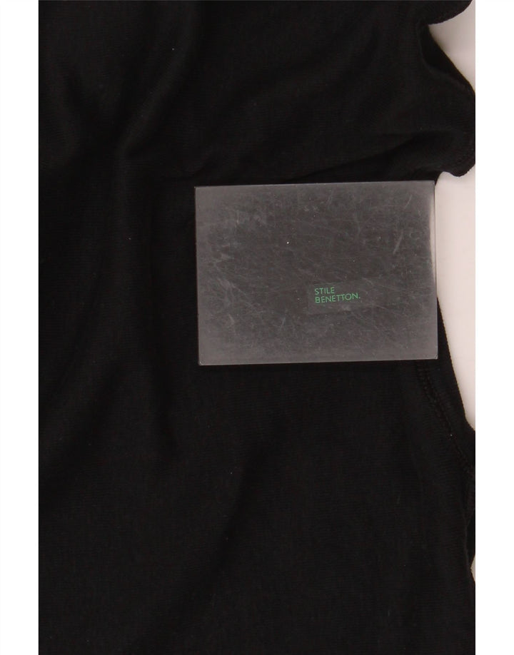 BENETTON Womens Graphic T-Shirt Top UK 8 Small Black