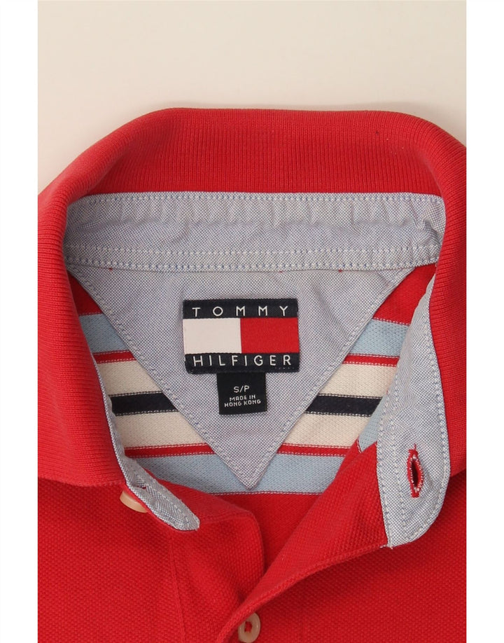 TOMMY HILFIGER Mens Polo Shirt Small Red Striped Cotton Vintage Tommy Hilfiger and Second-Hand Tommy Hilfiger from Messina Hembry 