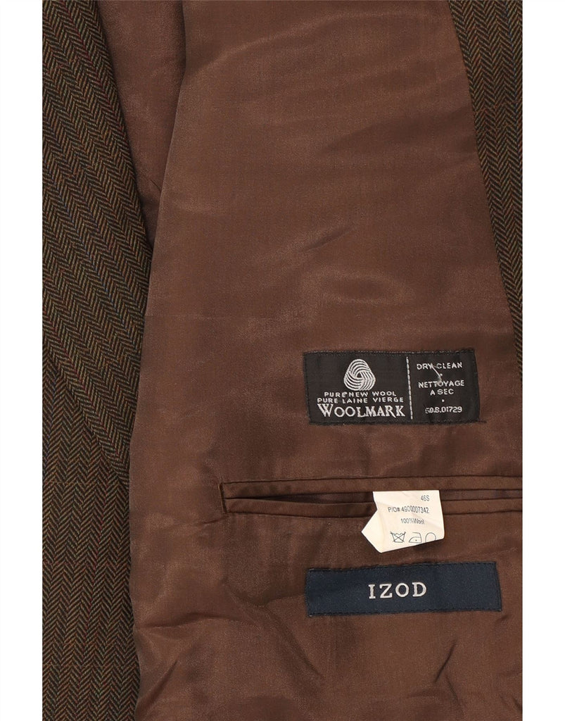 IZOD Mens Slim Fit 2 Button Blazer Jacket UK 46 3XL Brown Herringbone Vintage Izod and Second-Hand Izod from Messina Hembry 