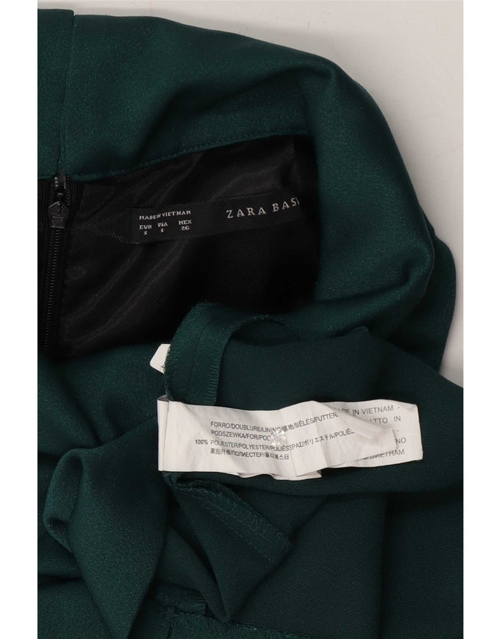 Zara Womens Sleeveless Sheath Dress UK 10 Small Green Polyester