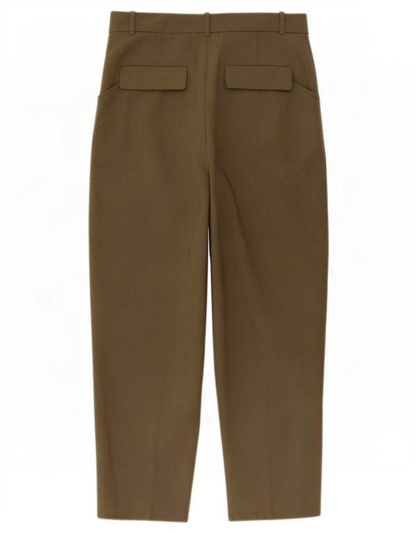 Zara Womens High Waist Loose Fit Cropped Trousers Medium W30 L25 Khaki