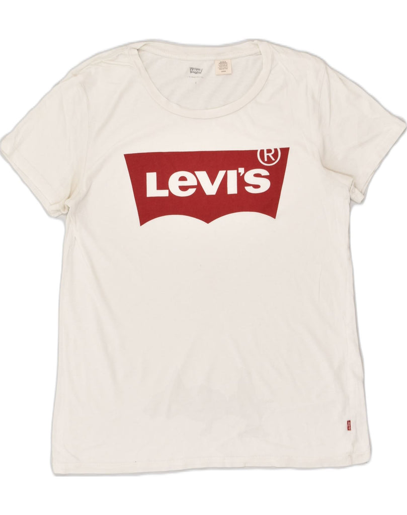 LEVI'S Womens Graphic T-Shirt Top UK 10 Small White | Vintage Levi's | Thrift | Second-Hand Levi's | Used Clothing | Messina Hembry 