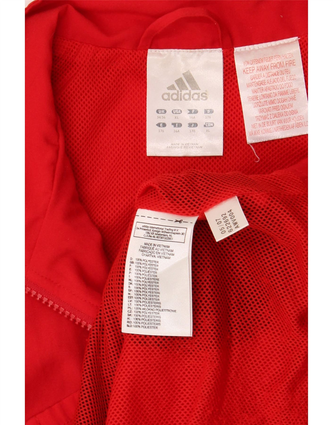 Adidas Boys Tracksuit Top Jacket 15-16 Years Red Colourblock Polyester