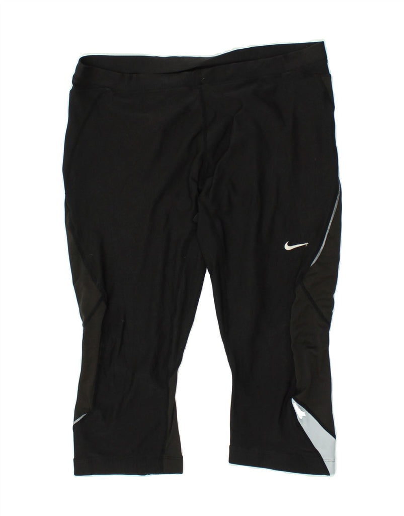 NIKE Womens Capri Tracksuit Trousers UK 18 XL Black | Vintage Nike | Thrift | Second-Hand Nike | Used Clothing | Messina Hembry 