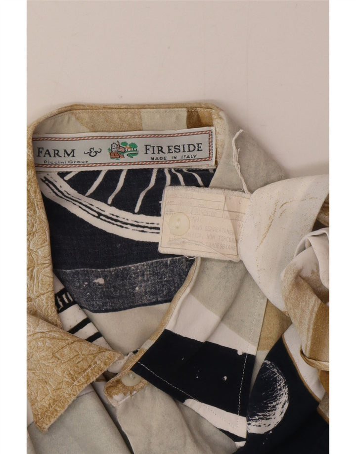 Vintage Mens Short Sleeve Shirt Large Multicoloured Patchwork Viscose