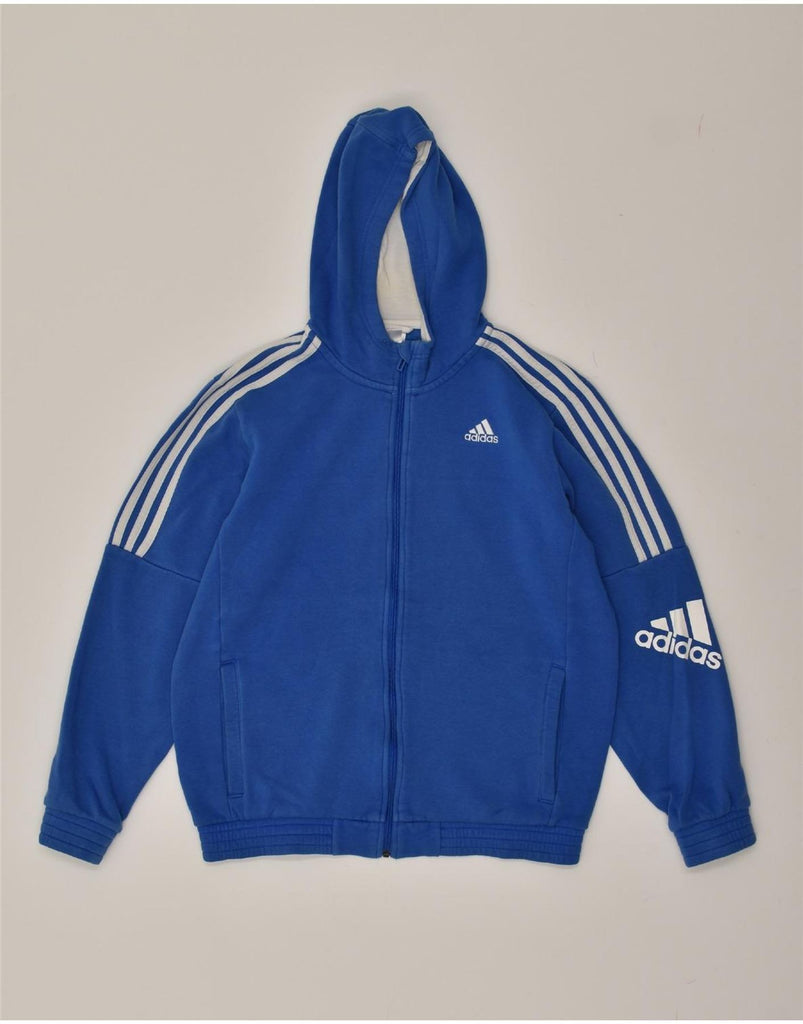 ADIDAS Mens Graphic Zip Hoodie Sweater Medium Blue Cotton | Vintage Adidas | Thrift | Second-Hand Adidas | Used Clothing | Messina Hembry 