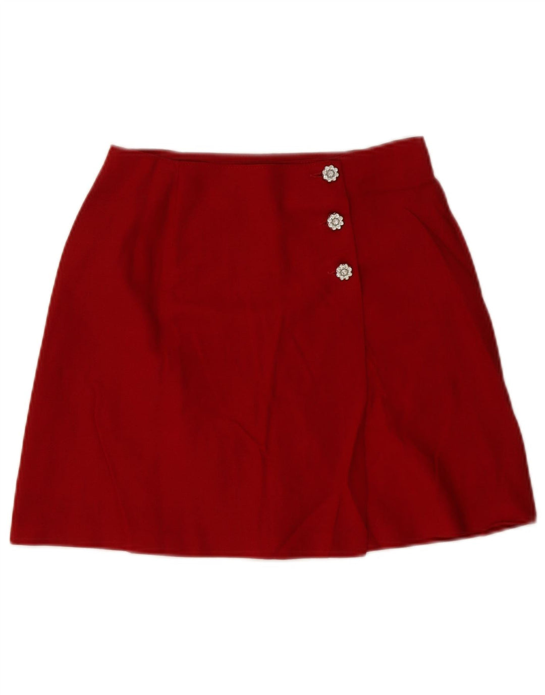 Vintage Womens Mini Wrap Skirt Medium W28 Red Virgin Wool