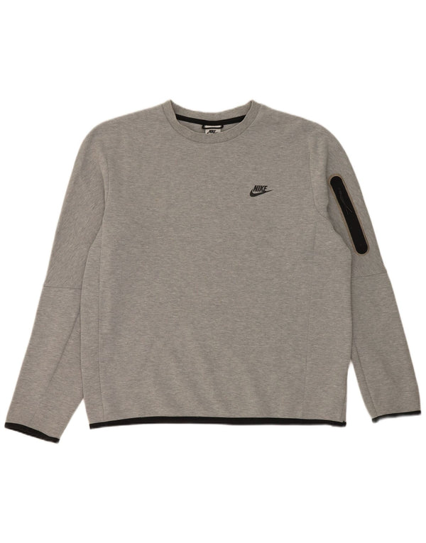 Nike Mens Regular Fit Sweatshirt Jumper Large Grey Flecked Cotton Sports