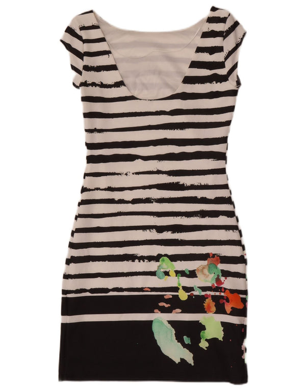Desigual Womens Sheath Dress UK 8 Small Black Striped