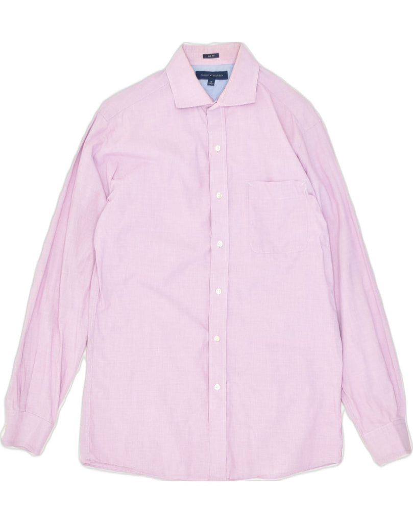 TOMMY HILFIGER Mens Slim Fit Slim Fit Shirt Medium Pink Cotton | Vintage | Thrift | Second-Hand | Used Clothing | Messina Hembry 