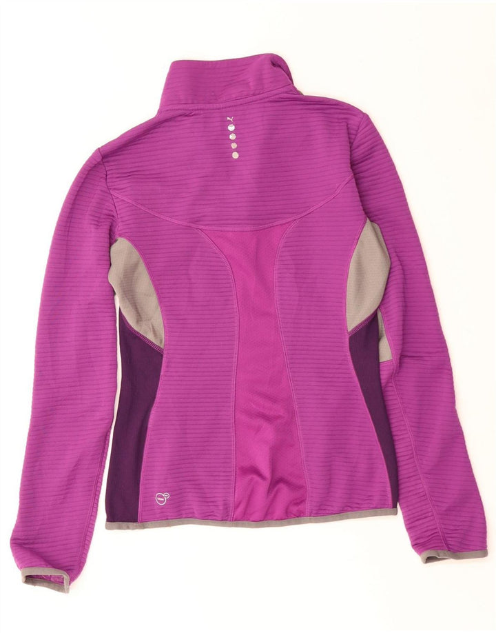 PUMA Womens Zip Neck Pullover Tracksuit Top UK 10 Small Purple Colourblock
