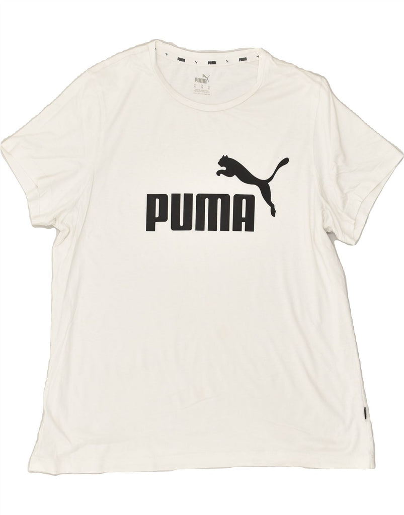 PUMA Womens Graphic T-Shirt Top UK 18 XL White Cotton | Vintage Puma | Thrift | Second-Hand Puma | Used Clothing | Messina Hembry 