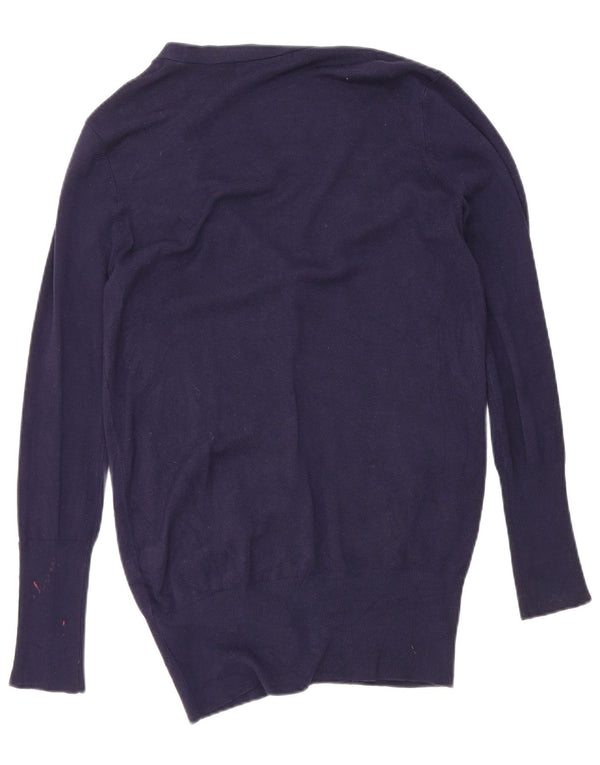Zara Womens Cardigan Sweater UK 16 Large Navy Blue Rayon