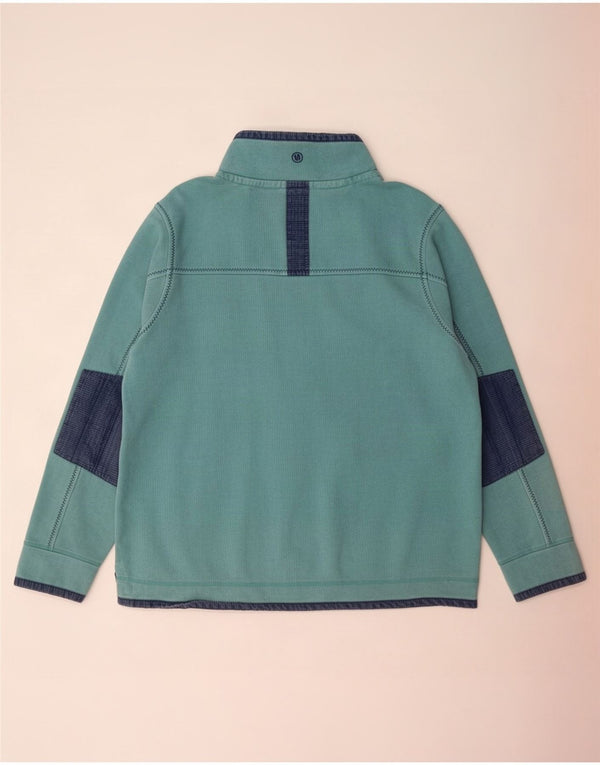Fat Face Mens Zip Neck Sweatshirt Jumper XL Turquoise Colourblock Cotton