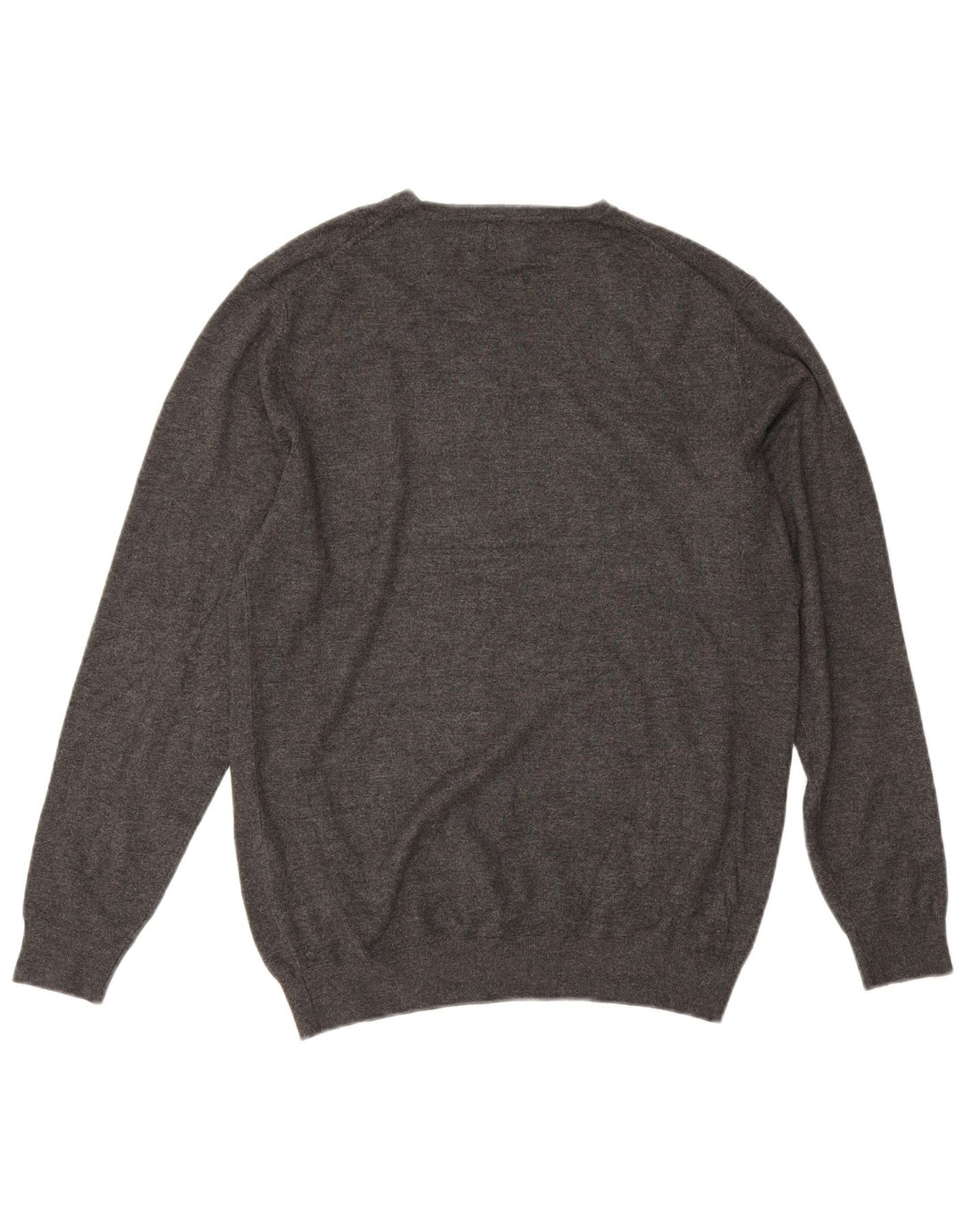 Zara Mens V-Neck Jumper Sweater Medium Grey Viscose