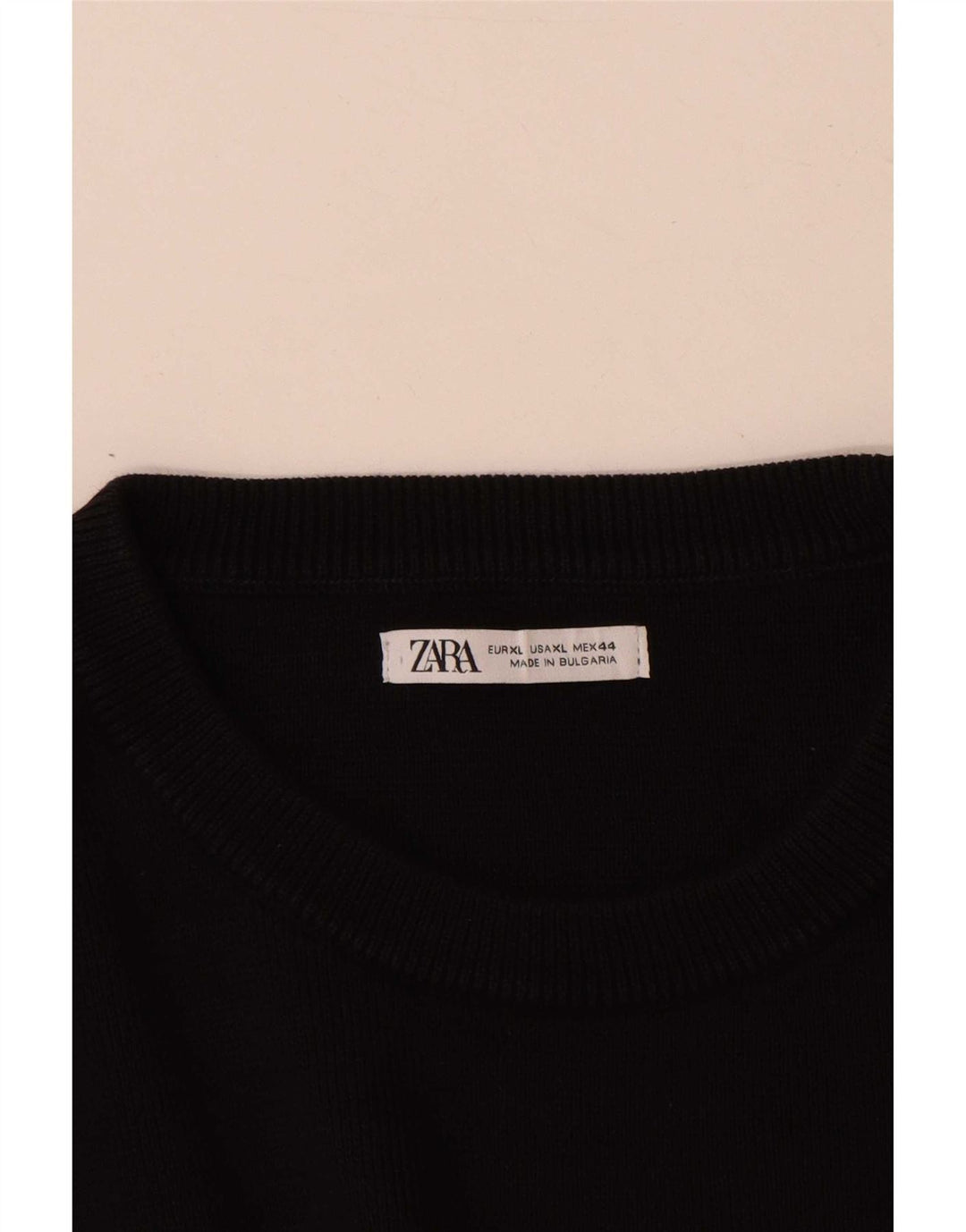 Zara Mens Crew Neck Jumper Sweater XL Black Cotton