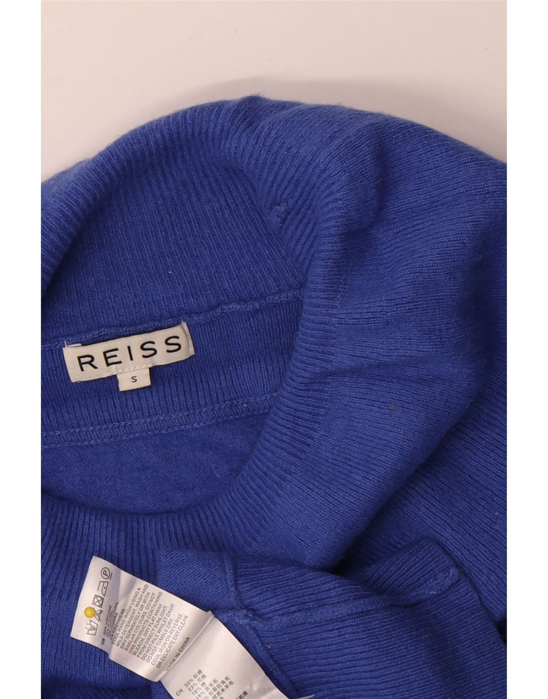 Reiss Womens Oversized Roll Neck Jumper Sweater UK 10 Small Blue Viscose