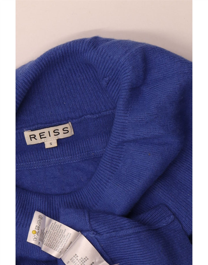Reiss Womens Oversized Roll Neck Jumper Sweater UK 10 Small Blue Viscose