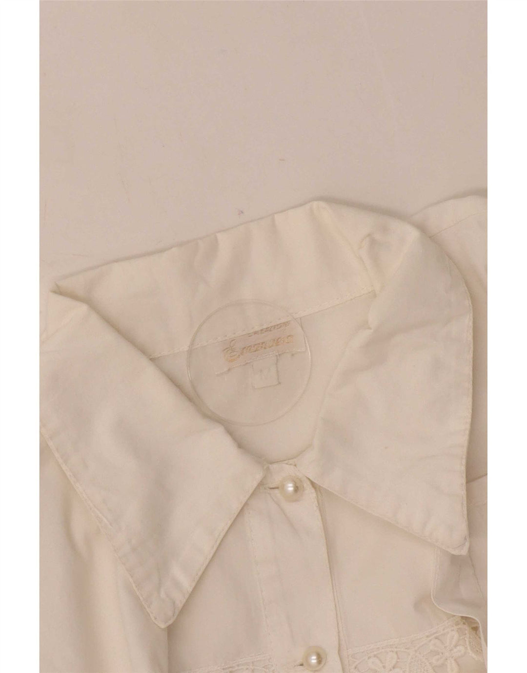 Vintage Womens Shirt Blouse UK 14 Medium White Floral