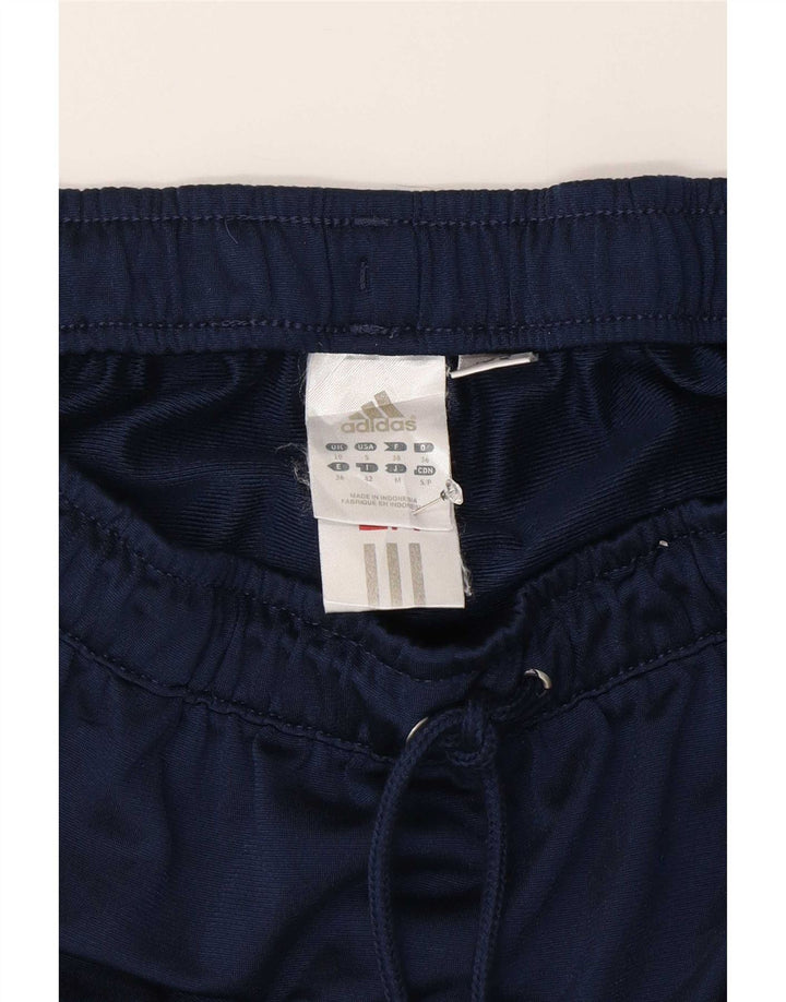 Adidas Womens Sport Shorts UK 10 Small Navy Blue Striped Polyester