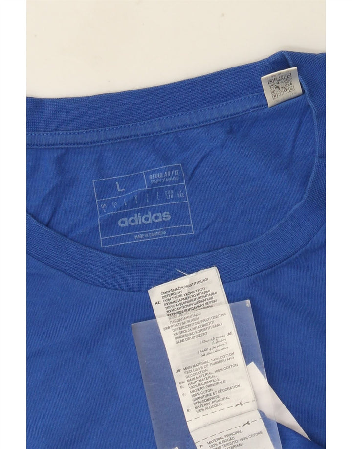 ADIDAS Mens Regular Fit Graphic T-Shirt Top Large Blue Cotton