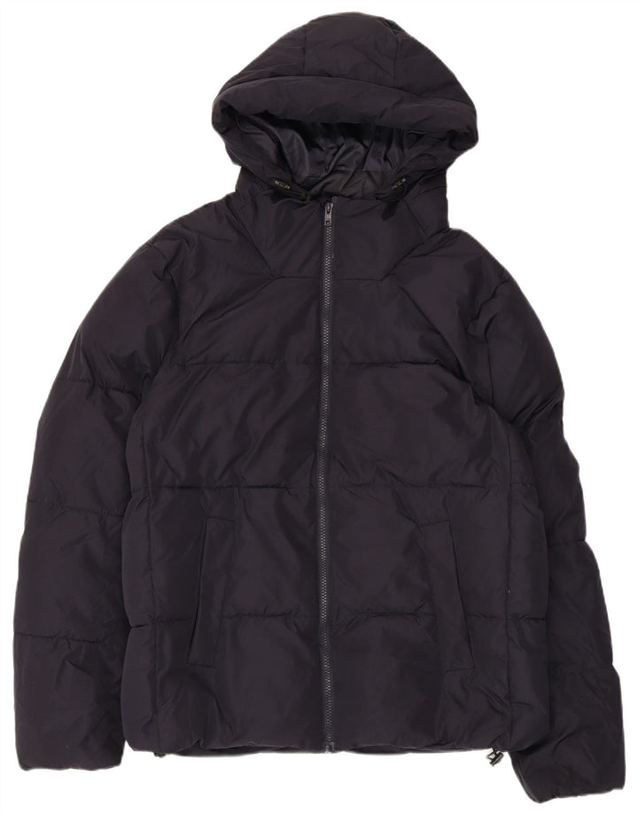 French Connection Mens Hooded Padded Jacket UK 38 Medium Navy Blue