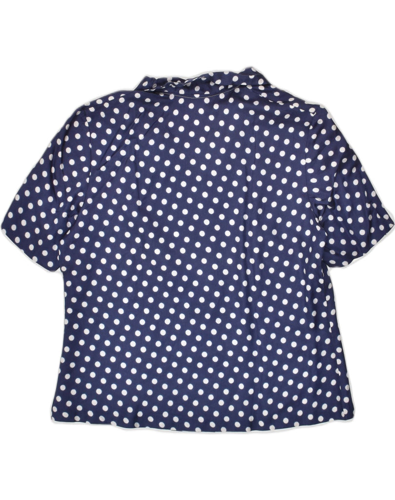 VINTAGE Womens Short Sleeve Shirt IT 48 XL Navy Blue Polka Dot Acetate | Vintage Vintage | Thrift | Second-Hand Vintage | Used Clothing | Messina Hembry 