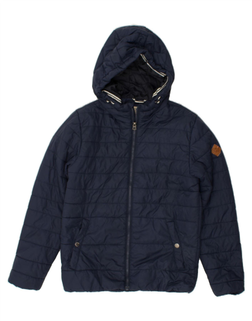 JACK & JONES Mens Hooded Padded Jacket UK 36 Small Navy Blue | Vintage Jack & Jones | Thrift | Second-Hand Jack & Jones | Used Clothing | Messina Hembry 