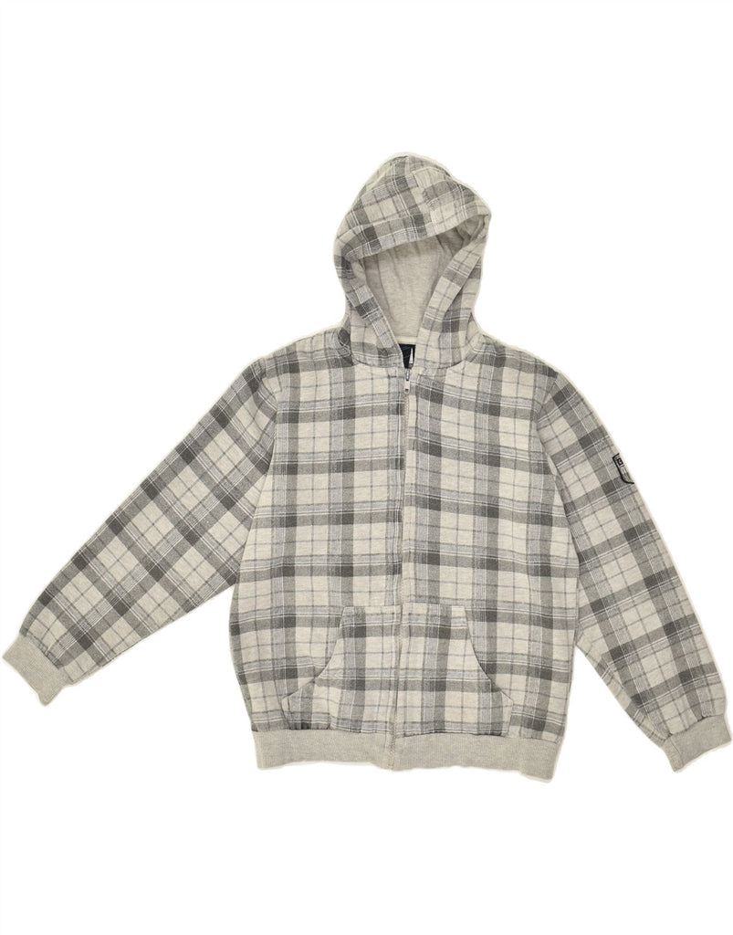 BRUGI Boys Zip Hoodie Sweater 10-11 Years Large Grey Check Polyester | Vintage Brugi | Thrift | Second-Hand Brugi | Used Clothing | Messina Hembry 