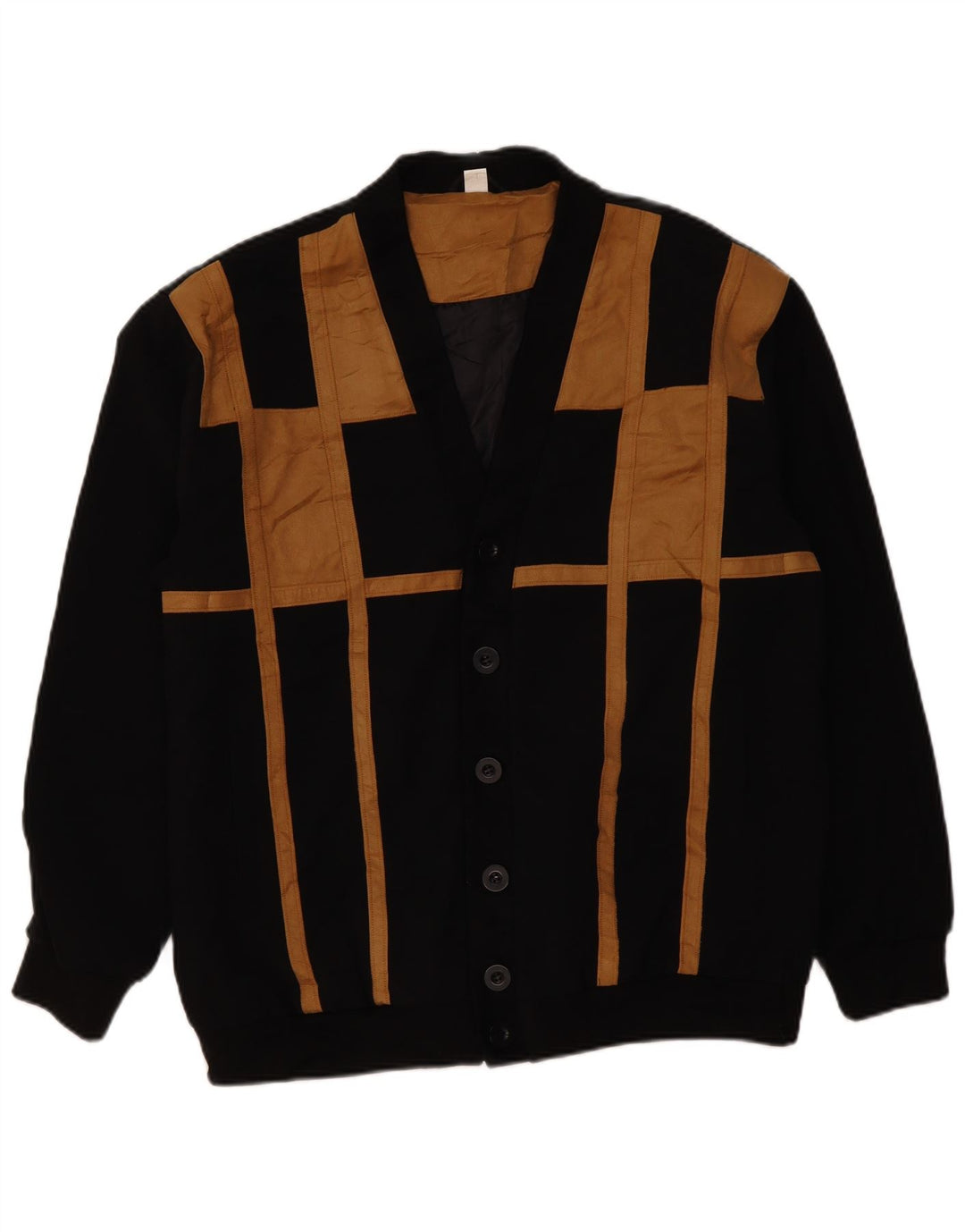 VINTAGE Mens Bomber Jacket UK 42 XL Black Colourblock Polyester